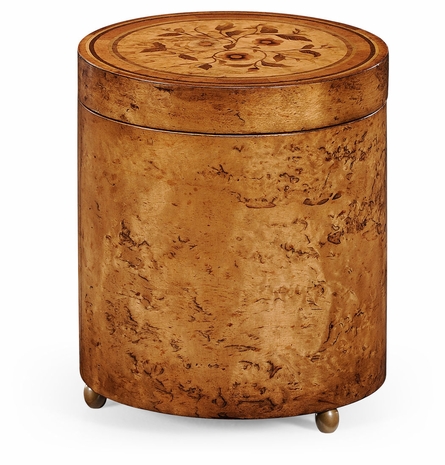 494094-BWS Jonathan Charles La Rochelle Cylindrical Burl Walnut Box