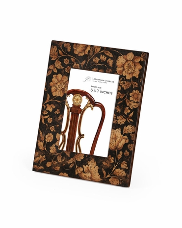 494099 Jonathan Charles Hampton 4"x6" Chinoiserie Picture Frame (Black) Package of Six Only