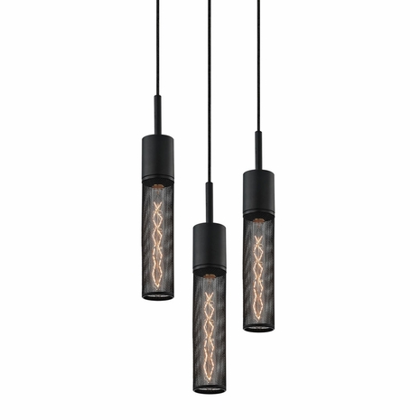 4941.97-3 Sonneman Gotham Urban Edge 3-Light Pendant with Textured Black Finish