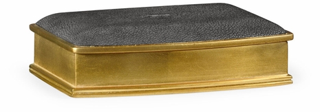 494115-GIL-SGA JC Modern Lux Anthracite Faux Shagreen Gilded Leaf Box