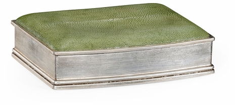 494115-SIL-SGG Jonathan Charles Green faux shagreen silvered box