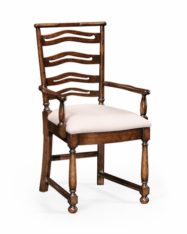 494125 Jonathan Charles Tudor Oak Pierced Ladder Back Country Chair (Arm)