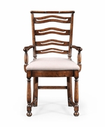 494125 Jonathan Charles Tudor Oak Pierced Ladder Back Country Chair (Arm)