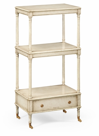 494131 Jonathan Charles Country Farmhouse Three-Tier Grey Rub-Through Etagere