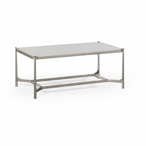 494144-S-GAM JC Modern Lux Silver Rectangular Coffee Table (Antiqued Mirror)