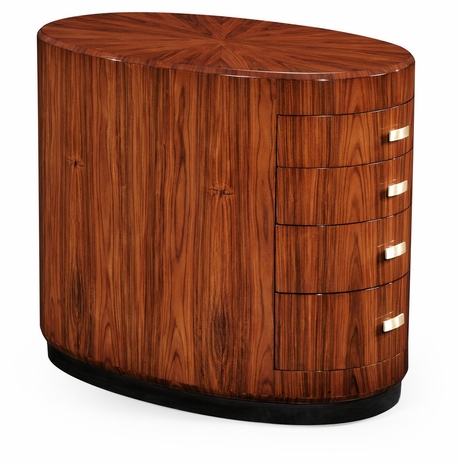 494169-SAH Jonathan Charles Fine Furniture JC Modern - Santos Art Deco Oval Chest Of Drawers With Brass Handles (High Lustre)