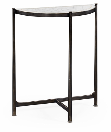 494180-B JC Modern Lux Aglomise & Bronze Iron Demilune Console (Small)