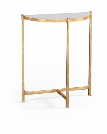 494180 Jonathan Charles Luxe Eglomise & Iron Demilune Console (Small)