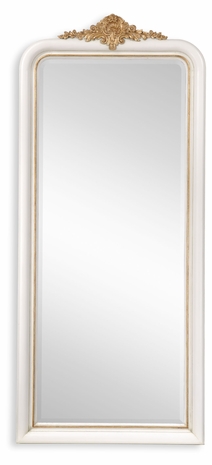 494182-PNW Jonathan Charles Country Farmhouse White & Gilded Mirror (Full Length)