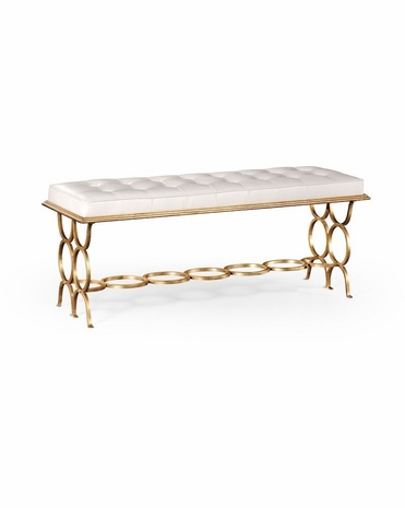 494186 Jonathan Charles Luxe Gilded Iron "Circles" Bench