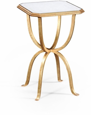 494196 Jonathan Charles Luxe églomisé & Iron Octagonal Side Table