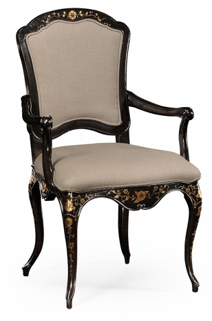 494210-AC-FBG-F001 Jonathan Charles Black & gilded floral chair (Arm)