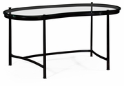 494214 Jonathan Charles Luxe Gild Kidney Desk & Glass Top