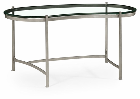 494214-S Jonathan Charles Silver Kidney Desk with Glass Top