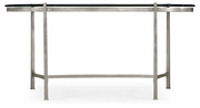 494214-S Jonathan Charles Silver Kidney Desk with Glass Top