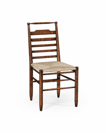 494218 Jonathan Charles Tudor Oak Ladder Back Country Chair With Rush Seat (Side)