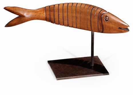 494223-WAL Jonathan Charles Articulated Walnut Fish on Stand