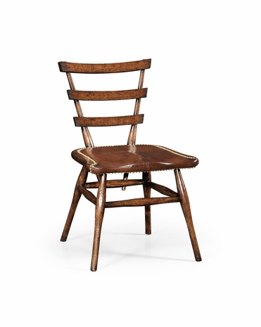 494244 Jonathan Charles Tudor Oak Chair With Leather Seat (Side)