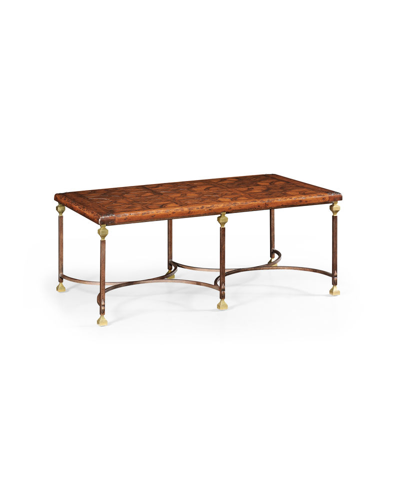 494248 Jonathan Charles Anvil Parquetry & Iron Coffee Table