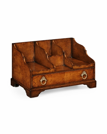 494279 Jonathan Charles Windsor Crotch Walnut Desk Organizer