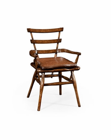 494302 Jonathan Charles Tudor Oak Armchair With Leather Cushion