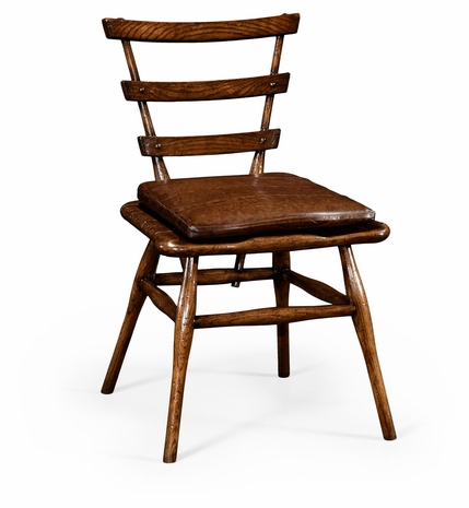 494303 Jonathan Charles Tudor Oak Side Chair With Leather Cushion
