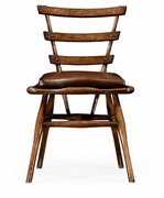494303 Jonathan Charles Tudor Oak Side Chair With Leather Cushion