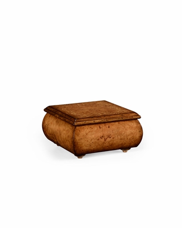 494312 Jonathan Charles La Rochelle Burr Walnut Square Inlaid Lidded Box