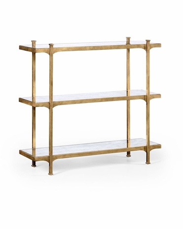 494321 Jonathan Charles Luxe églomisé & Iron Three-Tier étagère
