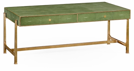 494324-G-SGG JC Modern Lux Green Faux Shagreen Gilded Coffee Table