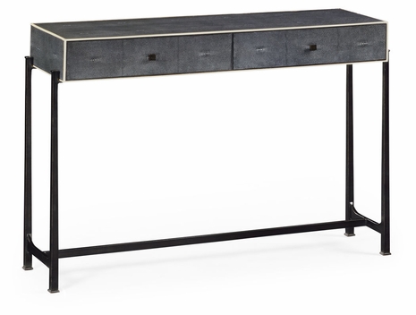 494325-B-SGA JC Modern Lux Faux Anthracite Shagreen Console With Bronze Base