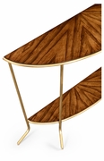 494358 Jonathan Charles Luxe Argentinian Walnut Veneered Demilune Console Table