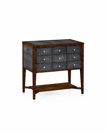 494362 Jonathan Charles Metropolitan Faux Macassar Ebony & Black Shagreen Chest of Nine Drawer