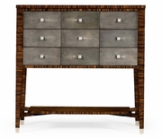 494362 Jonathan Charles Metropolitan Faux Macassar Ebony & Black Shagreen Chest of Nine Drawer