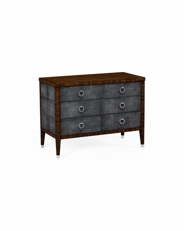 494363 Jonathan Charles Metropolitan Faux Macassar Ebony & Black Shagreen Chest of Three Drawer