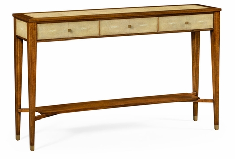 494366-DLF JC Modern Metropolitan Ivory Shagreen Console Table With Drawers