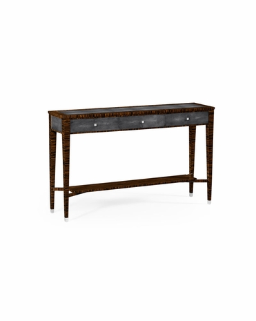 494366 Jonathan Charles Metropolitan Faux Macassar Ebony & Black Shagreen Console Table