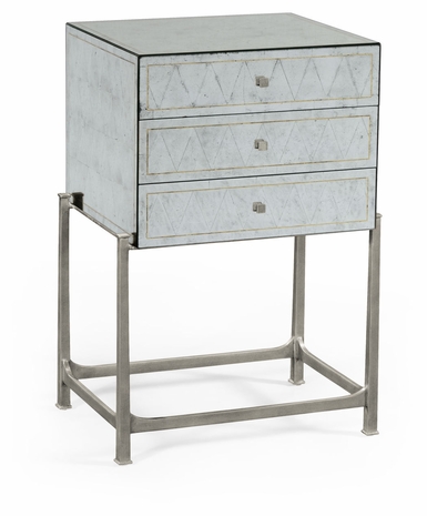 494379-S-GES Jonathan Charles Fine Furniture JC Modern - Luxe Eglomise & Silver High Chest Of Drawers