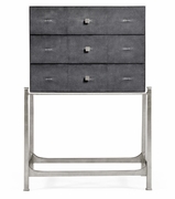 494379-S-SGA Jonathan Charles Fine Furniture JC Modern - Luxe Anthracite Faux Shagreen & Silver High Chest Of Drawers