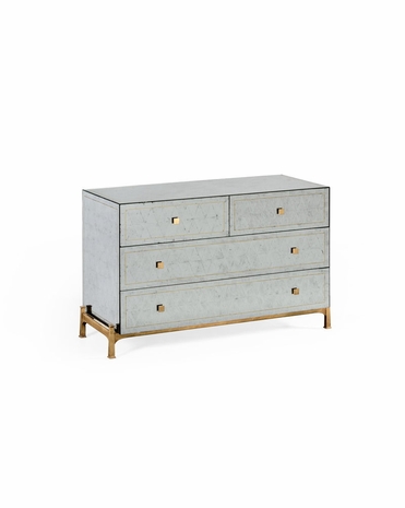 494381 Jonathan Charles Luxe églomisé & Iron Large Chest of Drawers