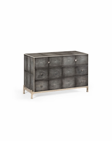 494382 Jonathan Charles Luxe Shagreen Large Low Chest Black Finish With Silver Base