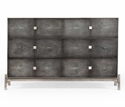 494382 Jonathan Charles Luxe Shagreen Large Low Chest Black Finish With Silver Base