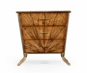 494388 Jonathan Charles Luxe Argentinian Walnut Veneered Tapering Bedside Chest of Drawers