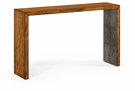 494401-LAW JC Modern Moroccan Argentinian Walnut & Anthracite Faux Shagreen Console