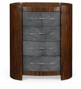 494404-MAS Jonathan Charles Faux Macassar & Anthracite Shagreen Oval Bedside Chest