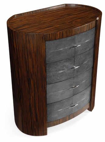 494404-MAS Jonathan Charles Faux Macassar & Anthracite Shagreen Oval Bedside Chest