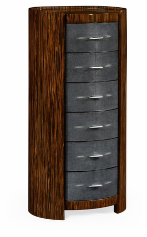494406-MAS JC Modern Metropolitan Faux Macassar & Anthracite Shagreen Oval Chest (Tall)