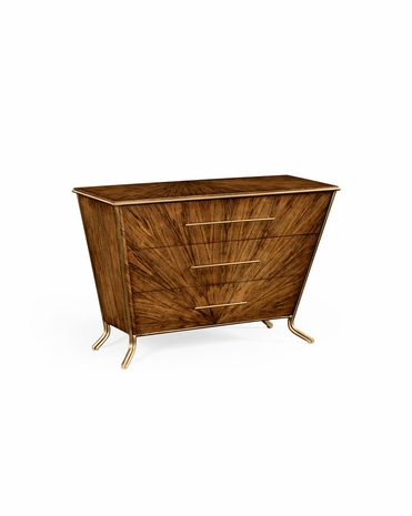 494413 Jonathan Charles Luxe Argentinian Walnut Veneered Tapering Chest of Drawers