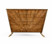 494413 Jonathan Charles Luxe Argentinian Walnut Veneered Tapering Chest of Drawers