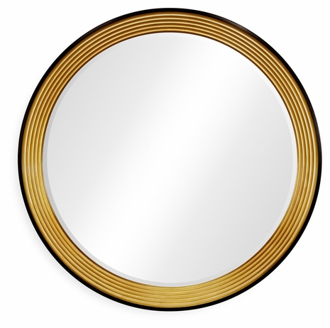 494462-GIL Jonathan Charles Fine Furniture JC Modern - Luxe Contemporary Circular Recessed Gilded Mirror
